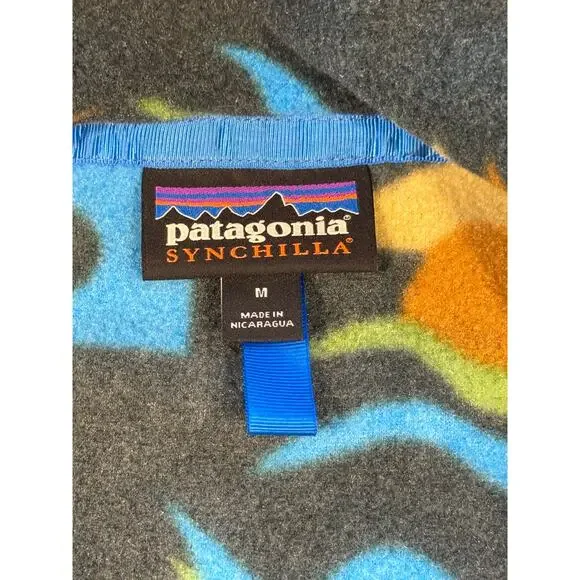 Patagonia Synchilla Arctic Collage Northern Green Fleece Pullover M - Picture 10 of 15